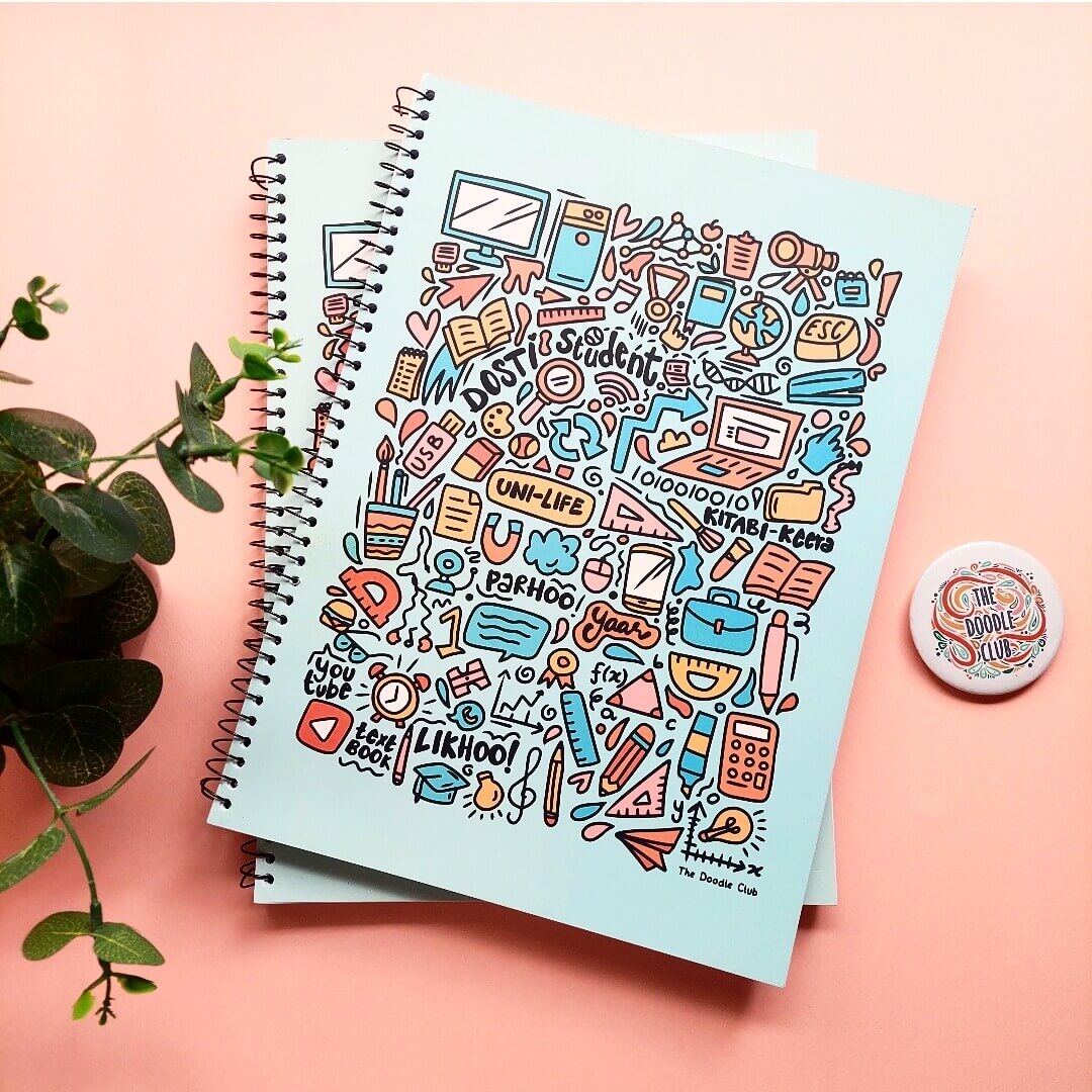 Student Life Doodle A4 Spiral Notebook
