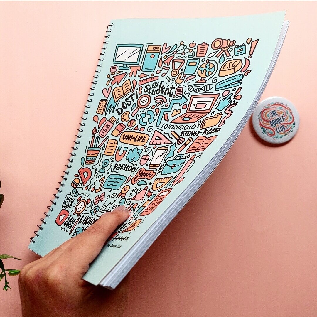 Student Life Doodle A4 Spiral Notebook
