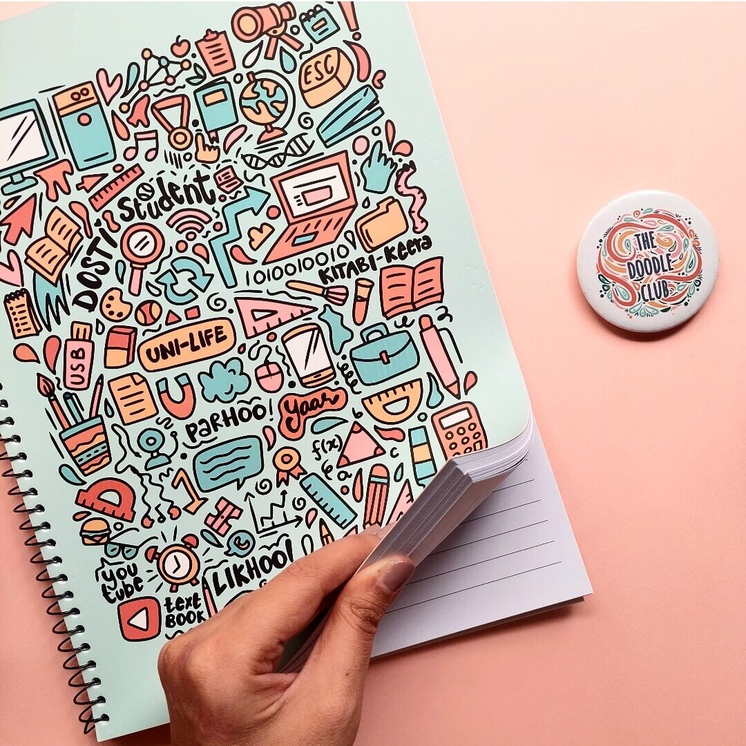 Student Life Doodle A4 Spiral Notebook