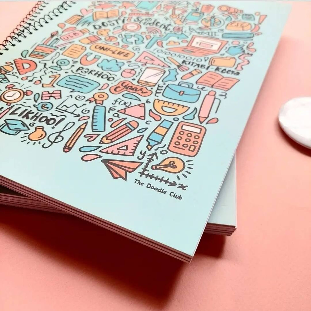 Student Life Doodle A4 Spiral Notebook