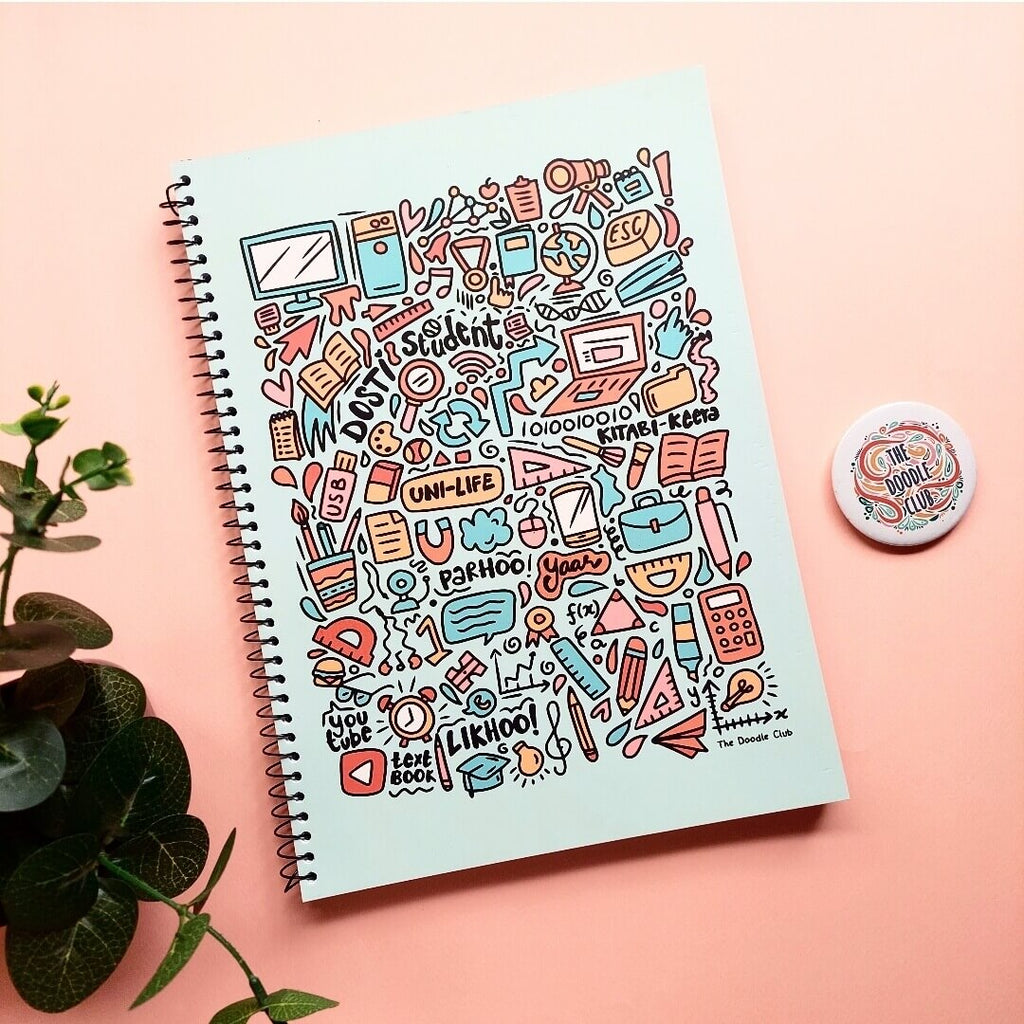 Student Life Doodle A4 Spiral Notebook