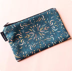 Teal Green Leaves Pouch