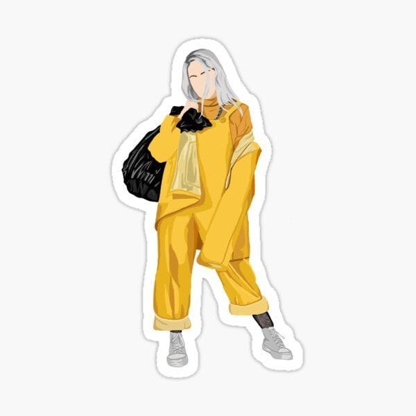 Billie Ellish Yellow Sticker