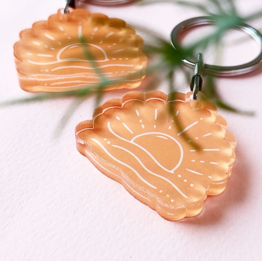 Yellow Sun Ocean Acrylic Keychain