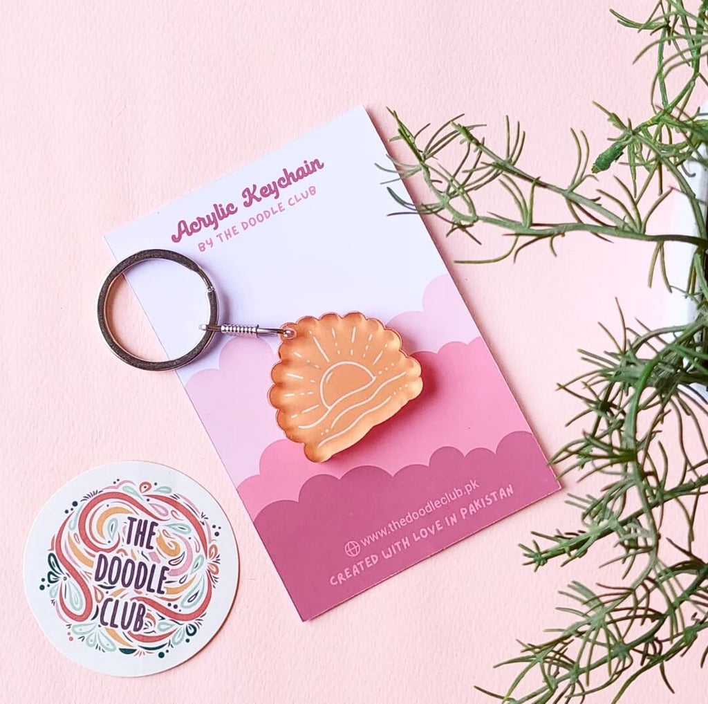 Yellow Sun Ocean Acrylic Keychain
