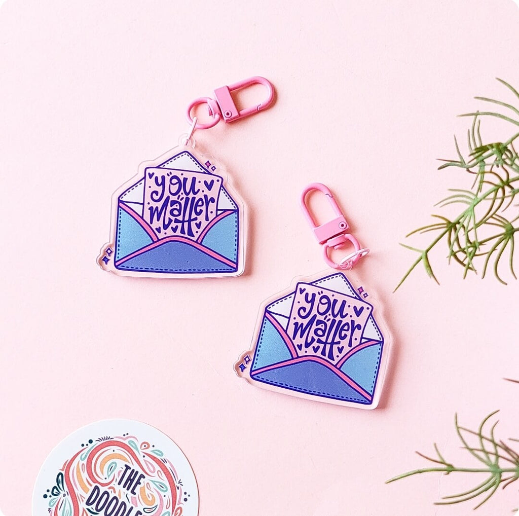 You Matter Acrylic Pink Hooks Keychain