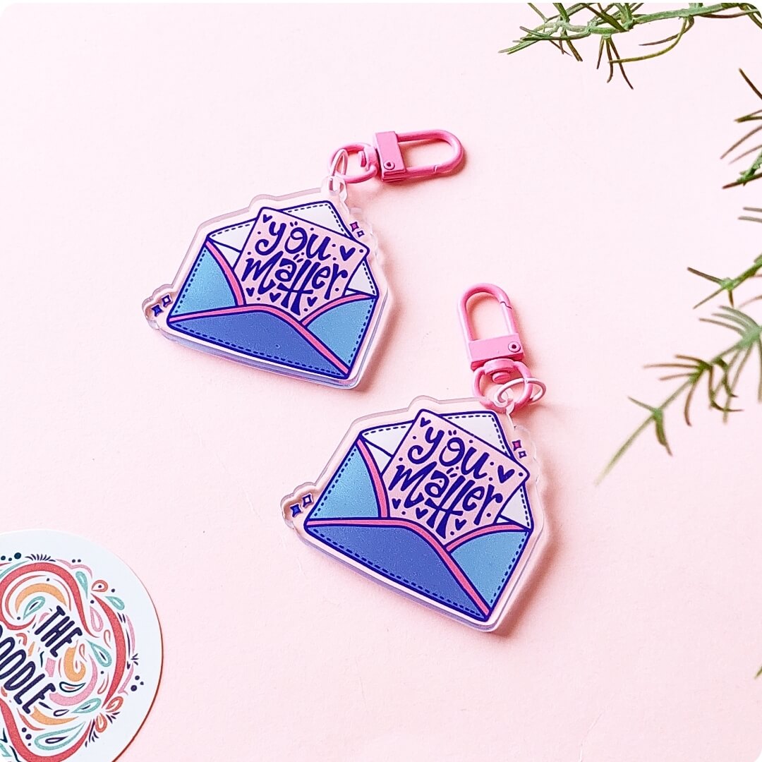You Matter Acrylic Pink Hooks Keychain